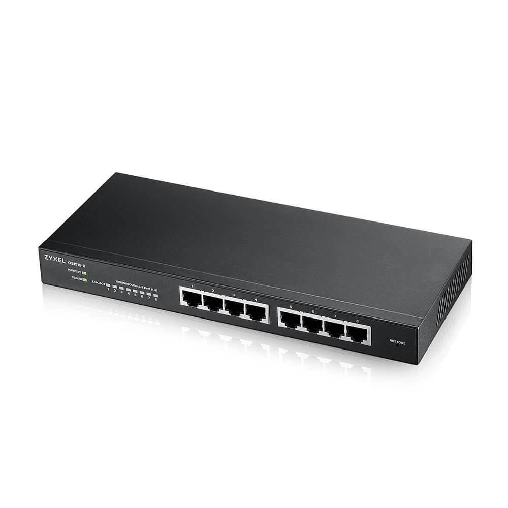 Комутатор 8-портовий ZyXEL GS1915-8, Gigabit, керований, standalone або Nebula управління