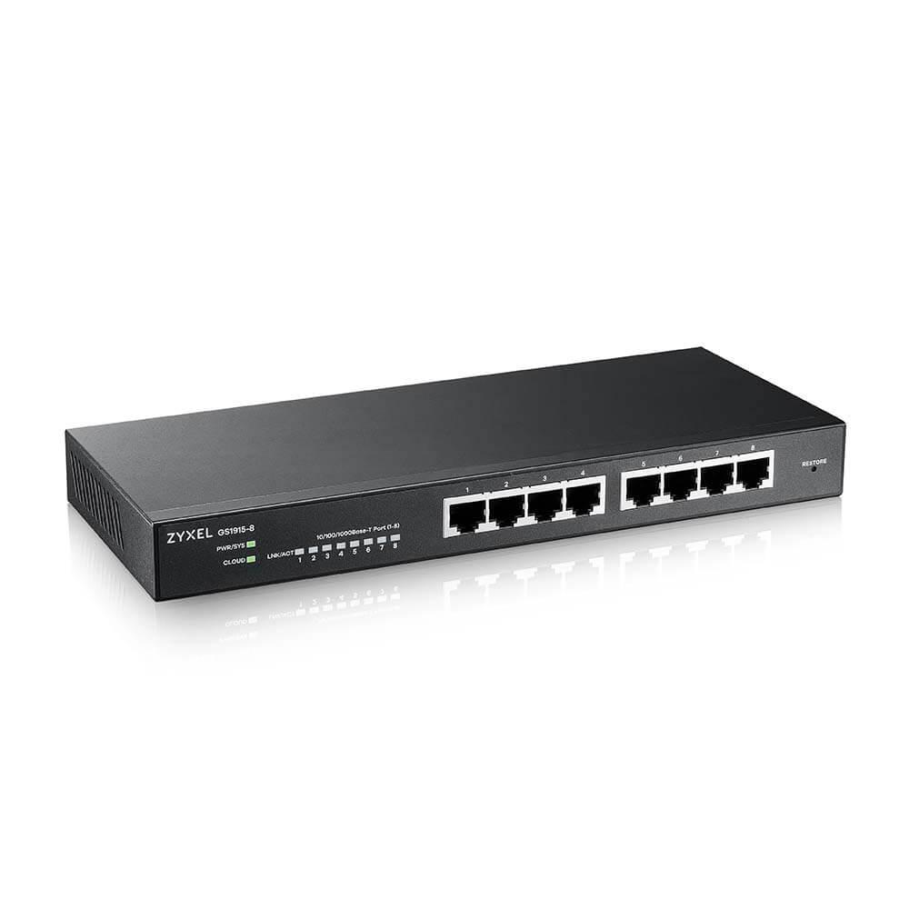 Комутатор 8-портовий ZyXEL GS1915-8, Gigabit, керований, standalone або Nebula управління