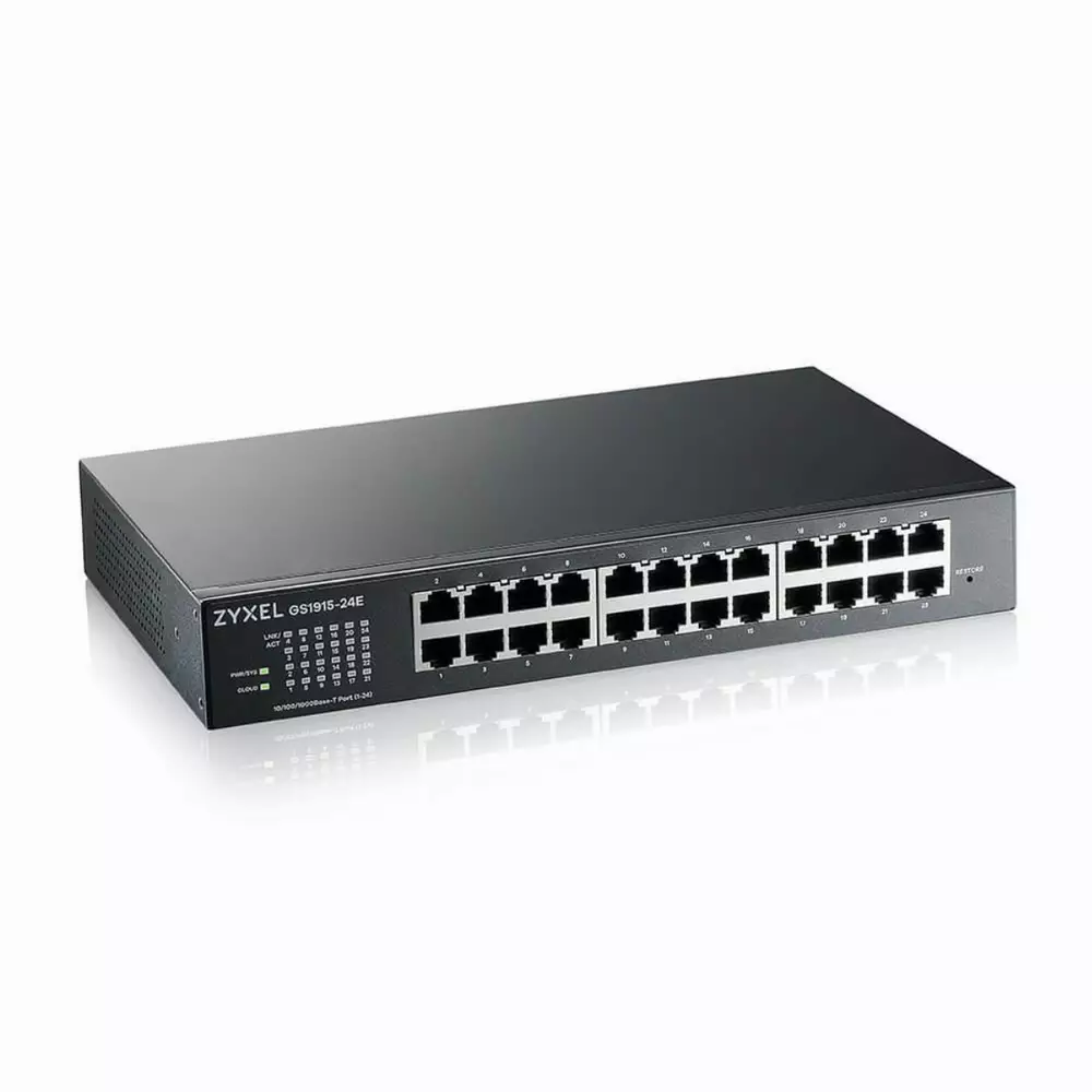 Суич 24-портов ZyXEL GS1915-24E, Gigabit, управляем, standalone или Nebula управление, за монтаж в шкаф