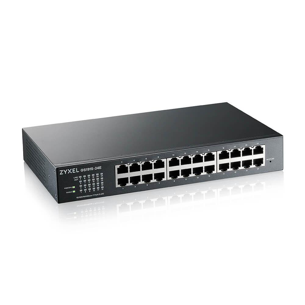 Суич 24-портов ZyXEL GS1915-24E, Gigabit, управляем, standalone или Nebula управление, за монтаж в шкаф