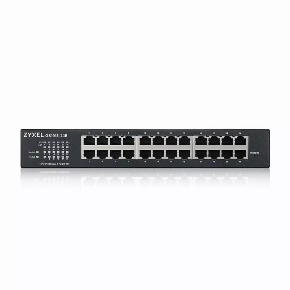 Суич 24-портов ZyXEL GS1915-24E, Gigabit, управляем, standalone или Nebula управление, за монтаж в шкаф