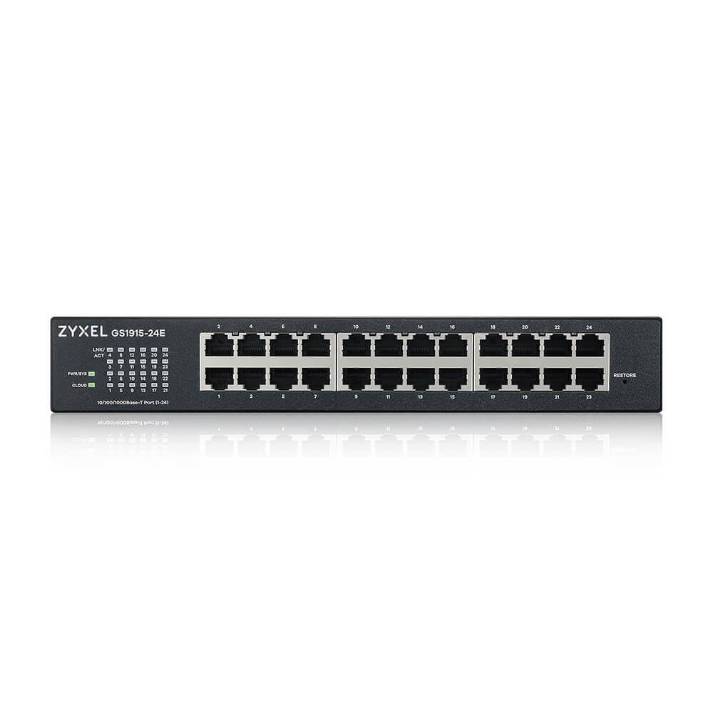 Суич 24-портов ZyXEL GS1915-24E, Gigabit, управляем, standalone или Nebula управление, за монтаж в шкаф