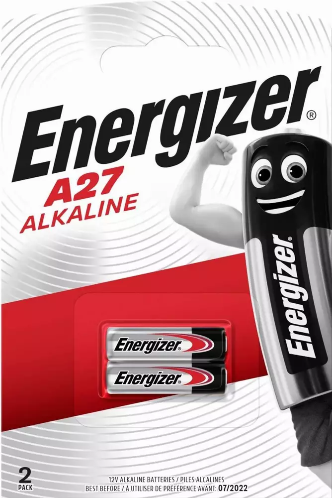 Алкална батерия ENERGIZER 12 V 2 бр. в опаковка за аларми А27 LR27 /цена за 2 батерии/
