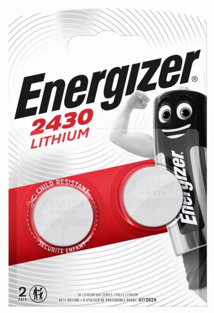 Бутонна батерия литиева ENERGIZER CR2430, 3V,  2 бр. в блистер, цена за 2 батерии