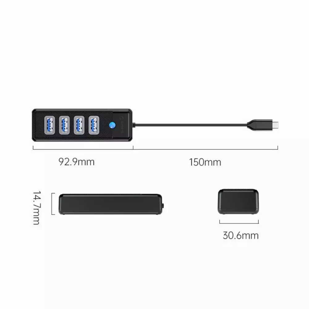 Orico hub HUB USB3.1 Type-C 4 port - 4 x USB3.0 Μαύρο - PW4U-C3-015-BK