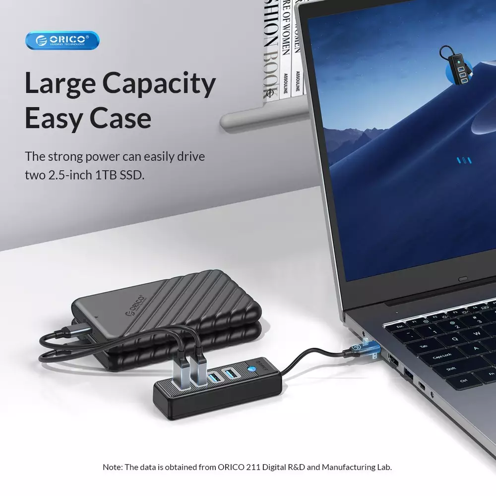 Orico hub HUB USB3.1 Type-C 4 port - 4 x USB3.0 Μαύρο - PW4U-C3-015-BK