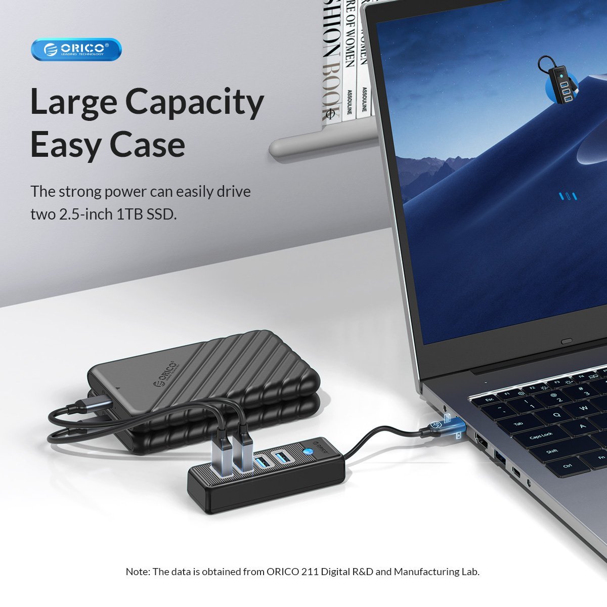 Orico hub HUB USB3.1 Type-C 4 port - 4 x USB3.0 Μαύρο - PW4U-C3-015-BK