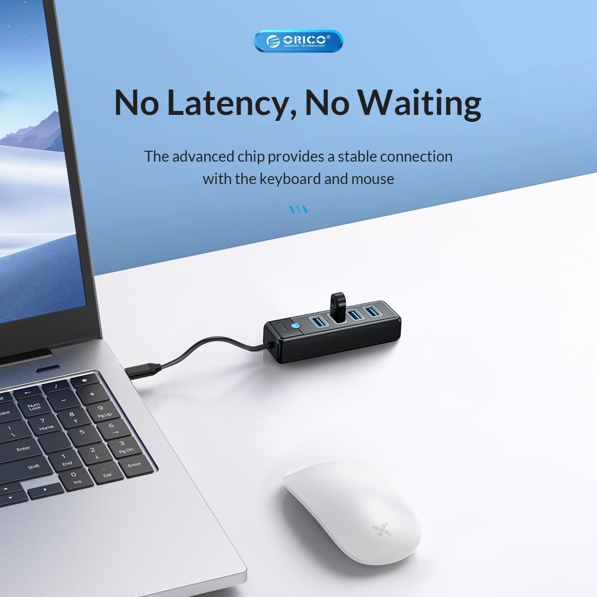 Orico hub HUB USB3.1 Type-C 4 port - 4 x USB3.0 Μαύρο - PW4U-C3-015-BK