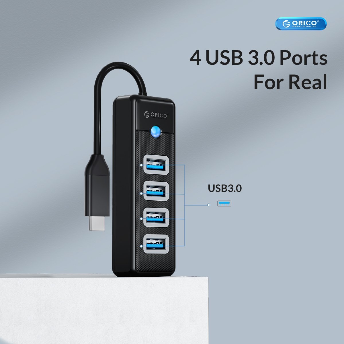 Orico hub HUB USB3.1 Type-C 4 port - 4 x USB3.0 Μαύρο - PW4U-C3-015-BK