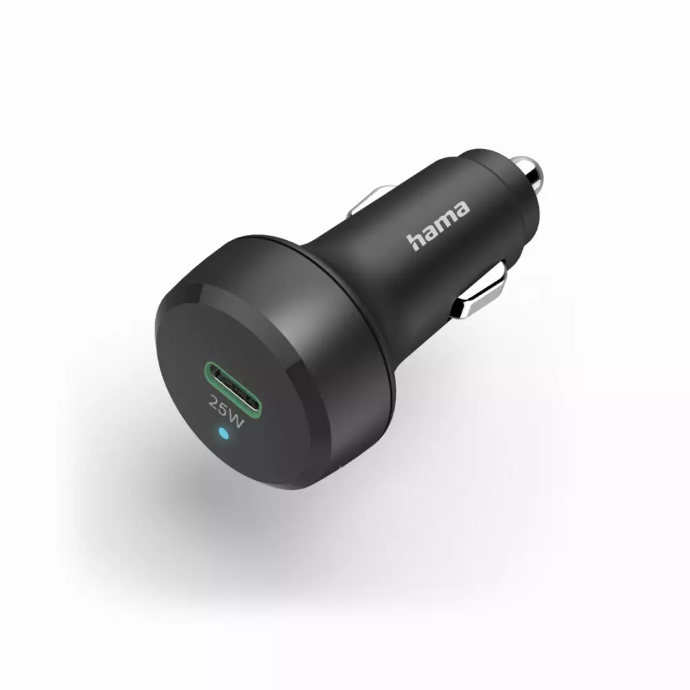 Зарядно за кола HAMA USB-C, Power Delivery (PD), Qualcomm, 25 W, Черен