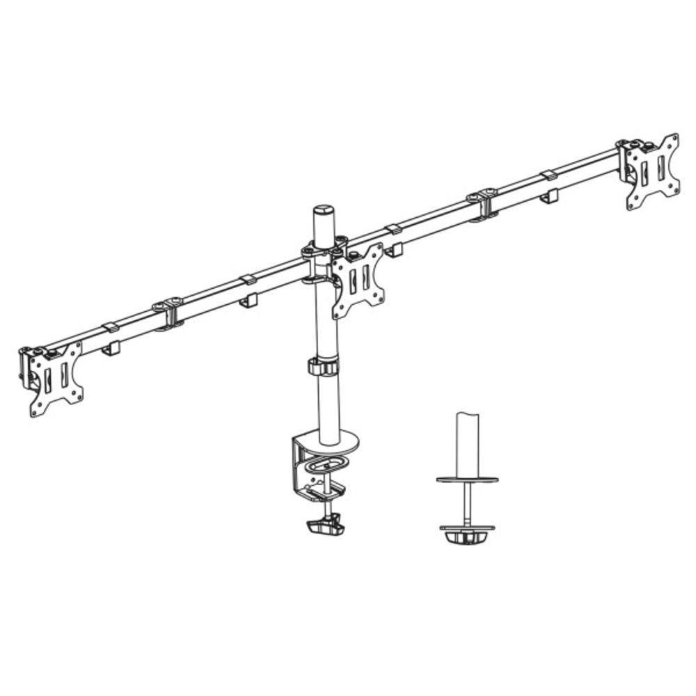 Стойка за 3 мониторa ACT AC8303, За бюро, Регулируема, 27", 3x7 кг, Черен