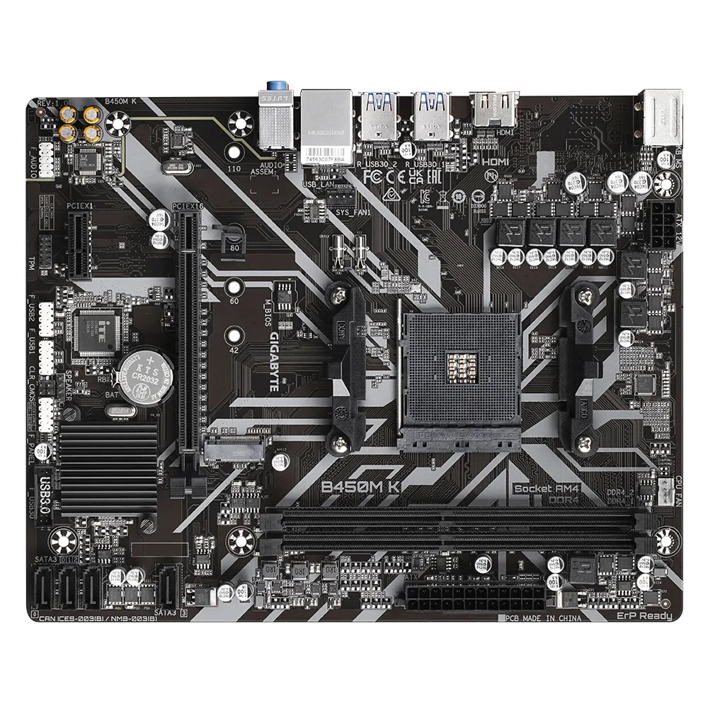 Дънна платка Gigabyte B450M-K AM4