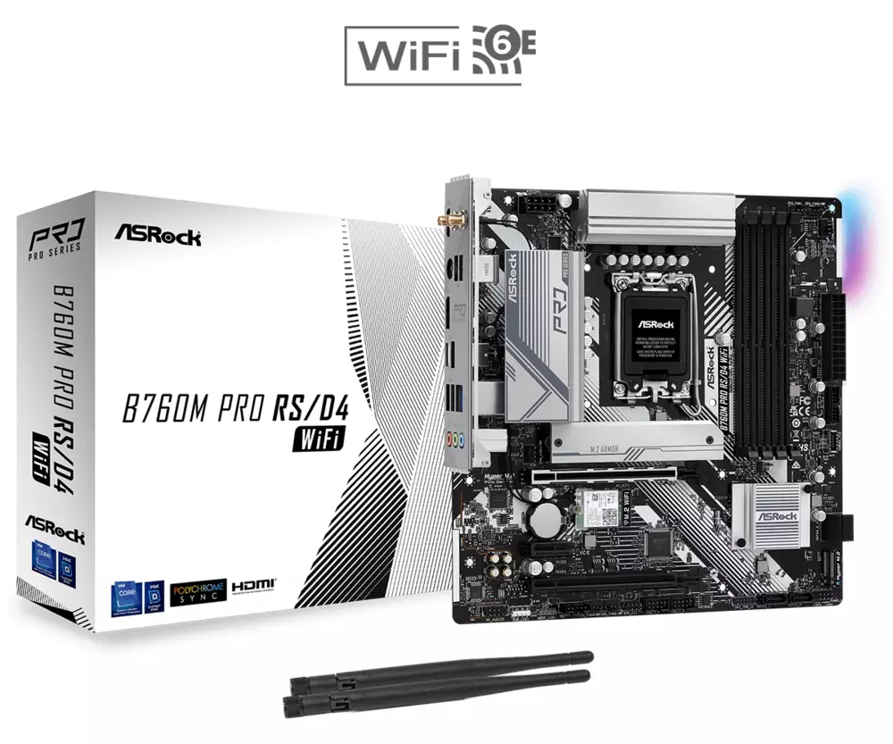 Дънна платка ASRock B760M PRO RS WIFI 6E LGA1700 DDR4