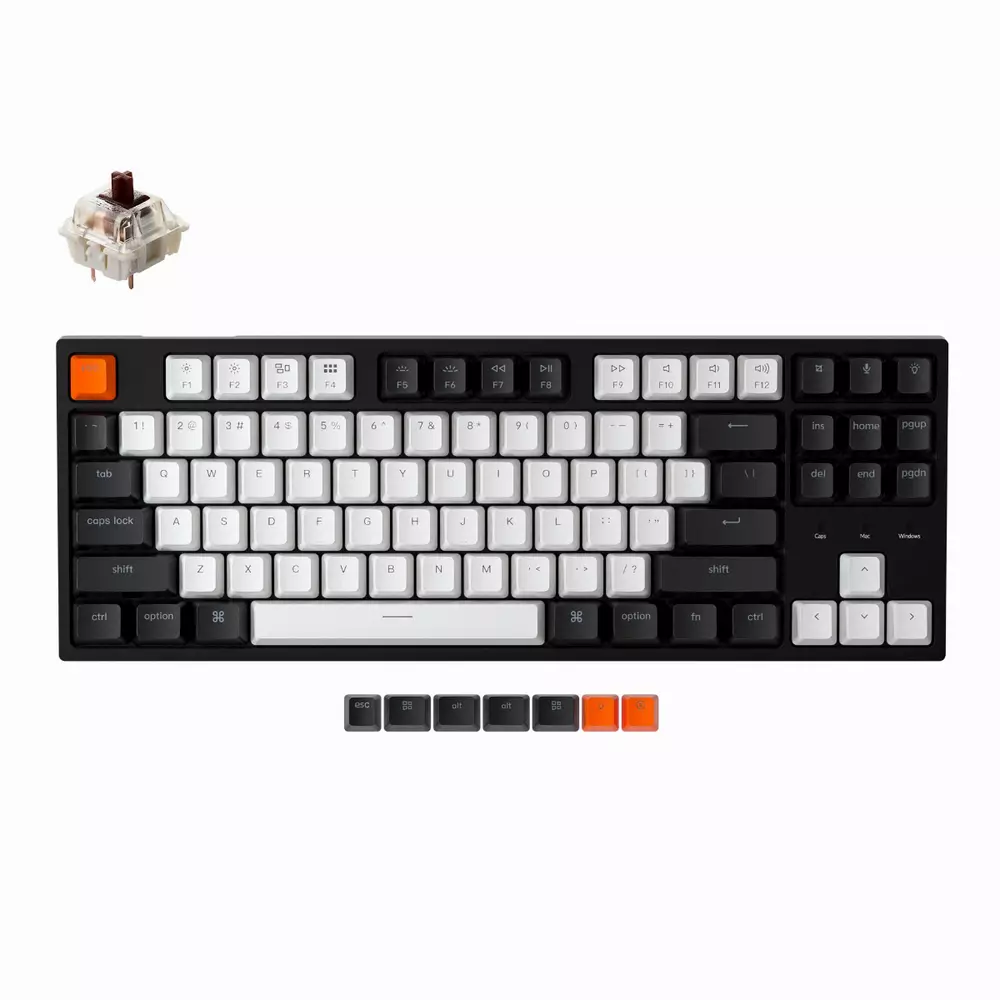 Gaming μηχανικό πληκτρολόγιο Keychron C1 TKL Gateron G Pro Brown Switch RGB Backlight