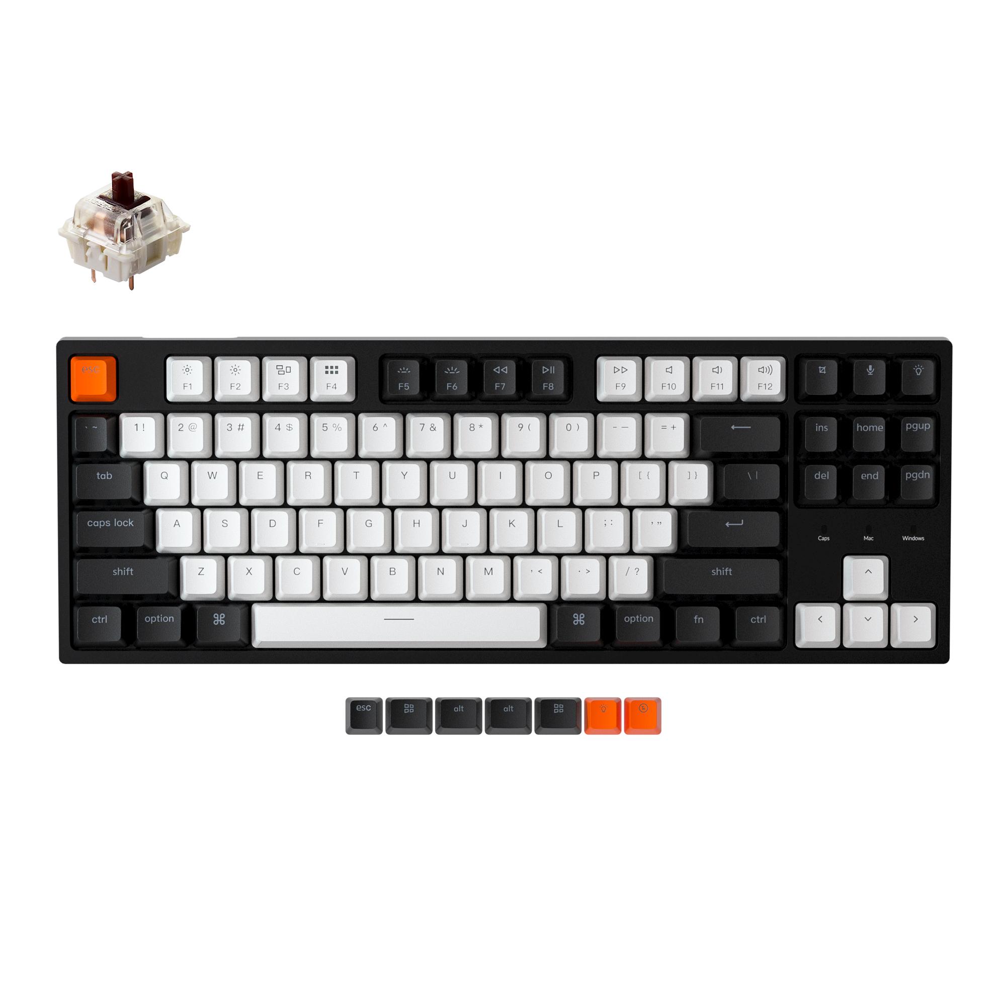 Gaming μηχανικό πληκτρολόγιο Keychron C1 TKL Gateron G Pro Brown Switch RGB Backlight