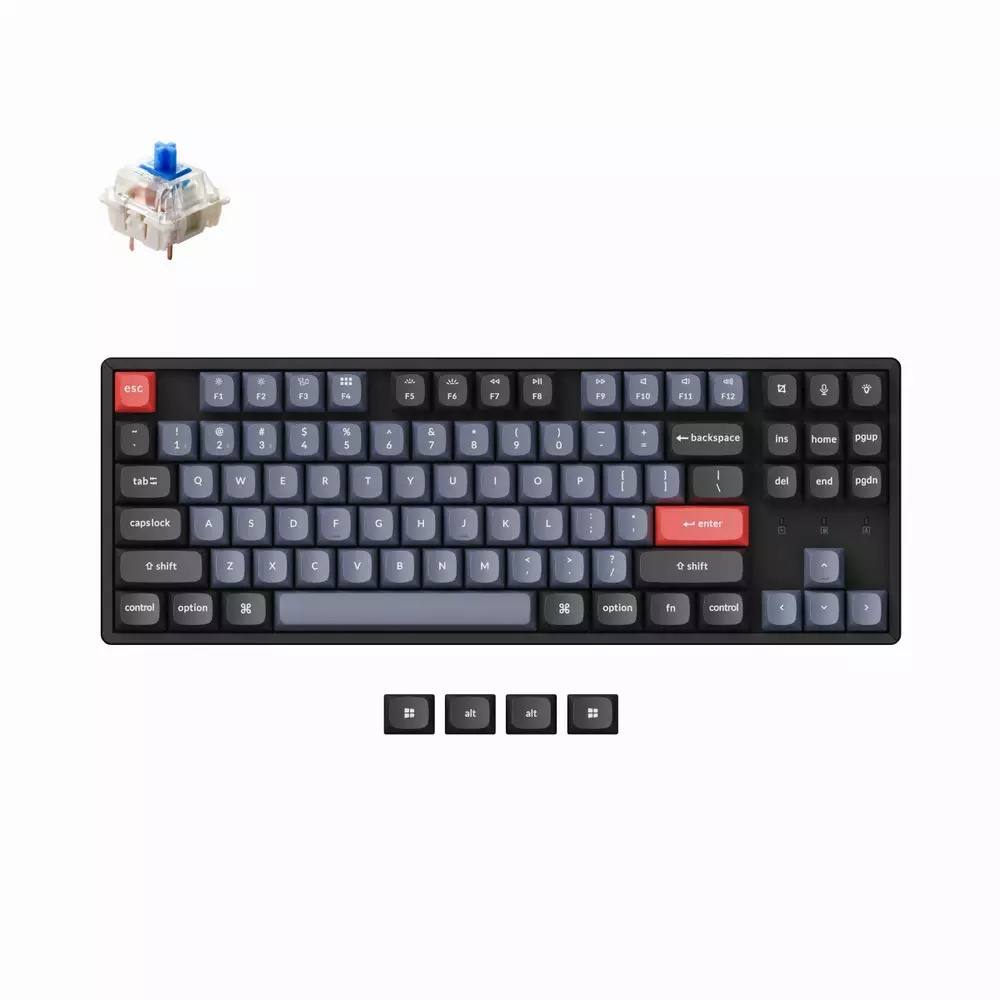 Gaming μηχανικό πληκτρολόγιο Keychron K8 Pro TKL Gateron G Pro(Hot Swappable) Blue Switch RGB Backlight Aluminium Frame