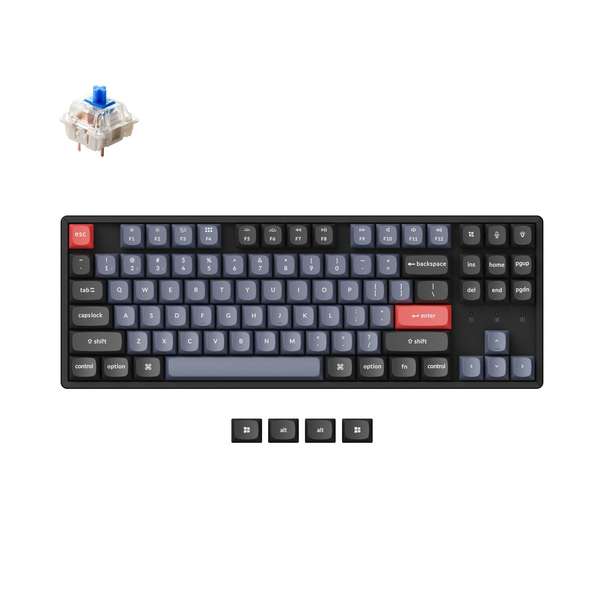 Gaming μηχανικό πληκτρολόγιο Keychron K8 Pro TKL Gateron G Pro(Hot Swappable) Blue Switch RGB Backlight Aluminium Frame