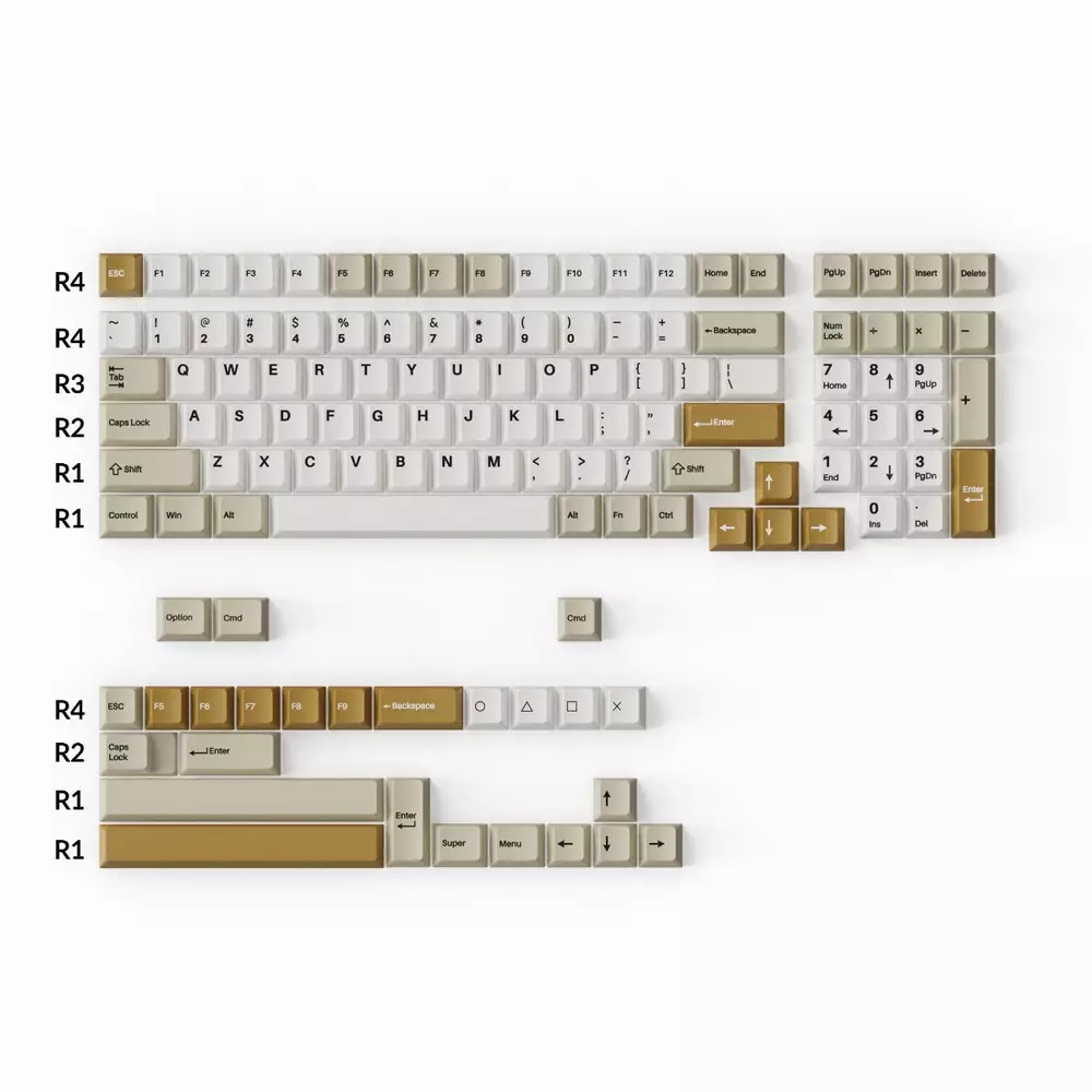 Капачки за механична клавиатура Keychron Cherry Profile Double - Shot PBT Full Set 219 Keycaps - Camel