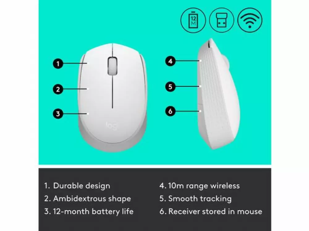 Безжична оптична мишка LOGITECH M171 USB Бял 910-006867
