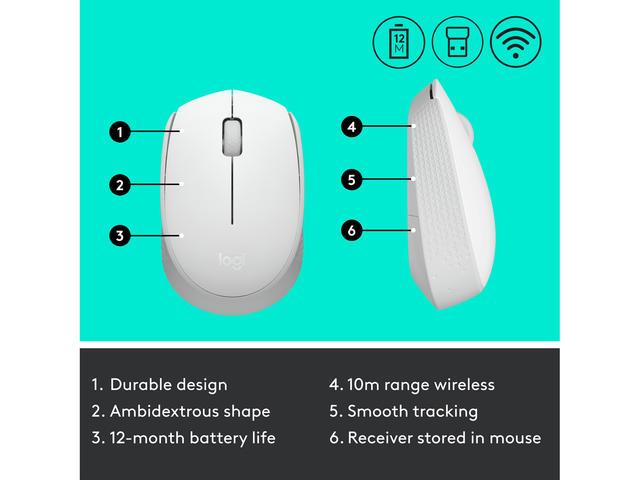 Безжична оптична мишка LOGITECH M171 USB Бял 910-006867