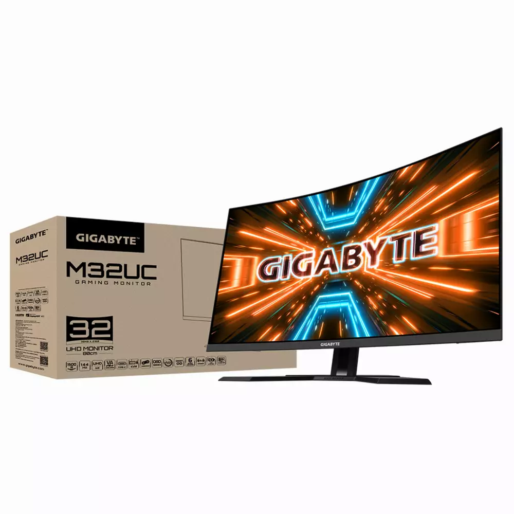 Монитор Gigabyte M32UC, 31.5" SS VA Curved, UHD 3840x2160, 160Hz, 1ms, HDR 400, FreeSync Premium Pro, HDMI 2.1