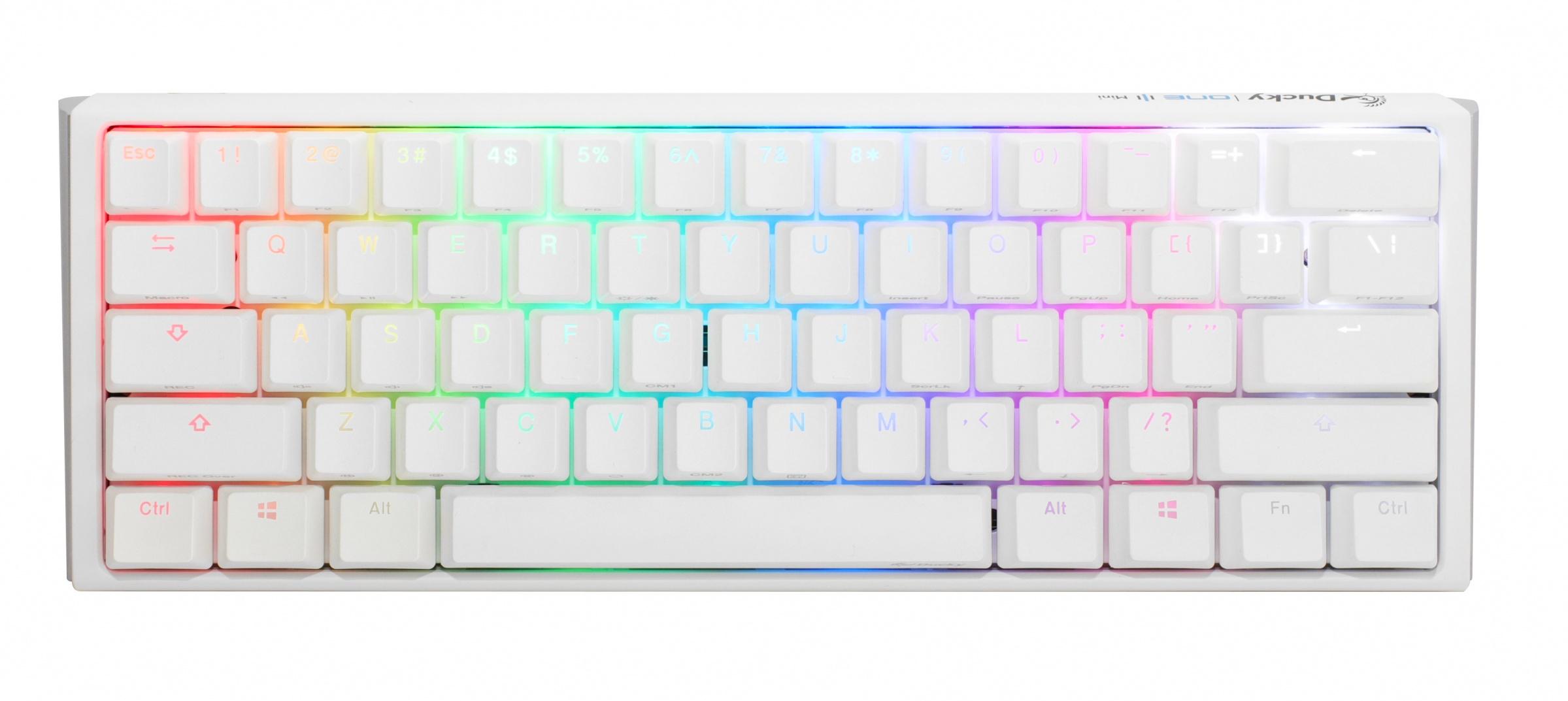 Геймърска механична клавиатура Ducky One 3 Pure White Mini 60% Hotswap Cherry MX Red RGB PBT Keycaps