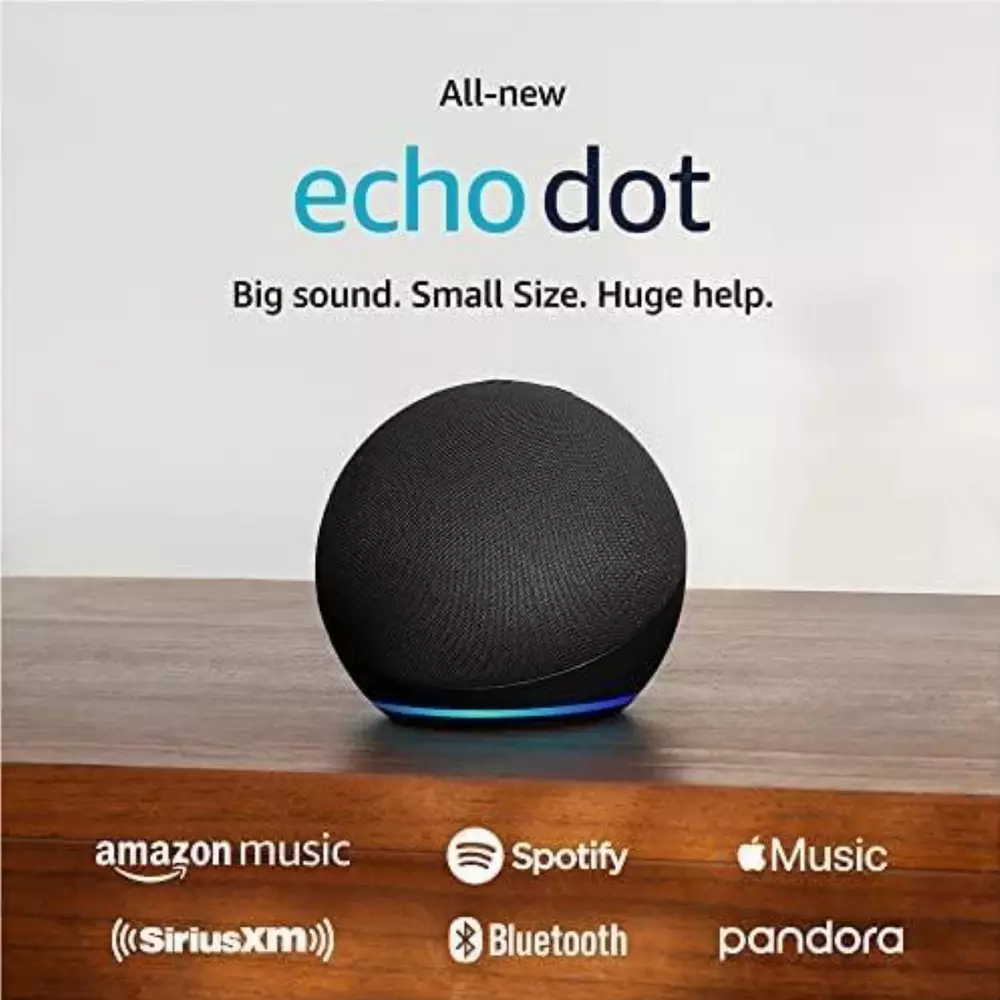 Преносима смарт тонколона Amazon Echo Dot 5, Гласов асистент, Alexa, Черен