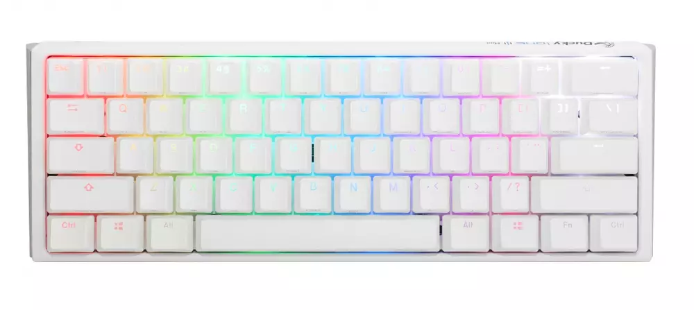 Геймърскa механична клавиатура Ducky One 3 Pure White Mini 60 Hotswap Cherry Mx Silent Red RGB PBT Keycaps