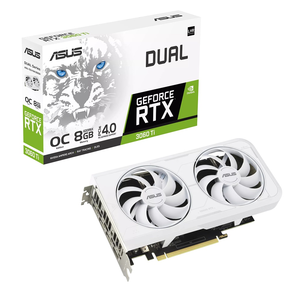 Видео карта ASUS Dual GeForce RTX 3060 Ti White OC Edition 8GB GDDR6X 