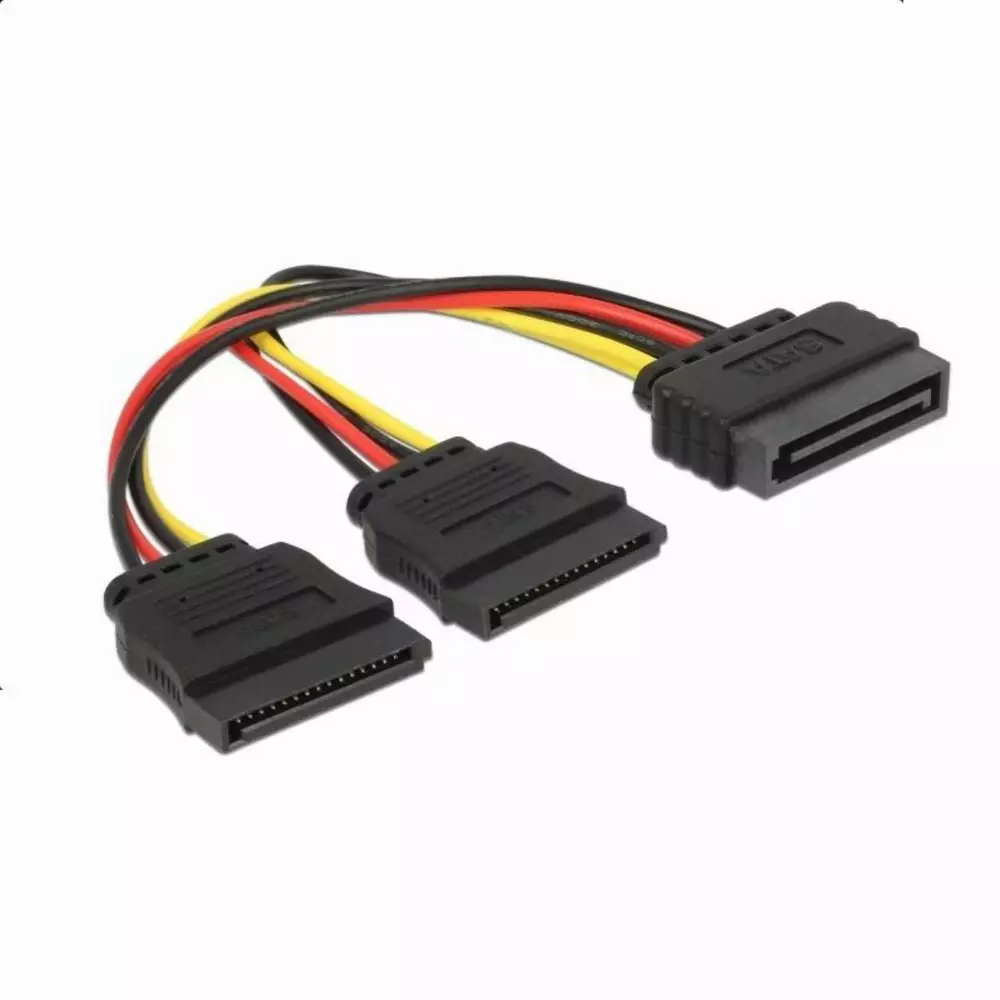 DeLock Power SATA 15 Pin zu 2 x SATA HDD, 15 cm