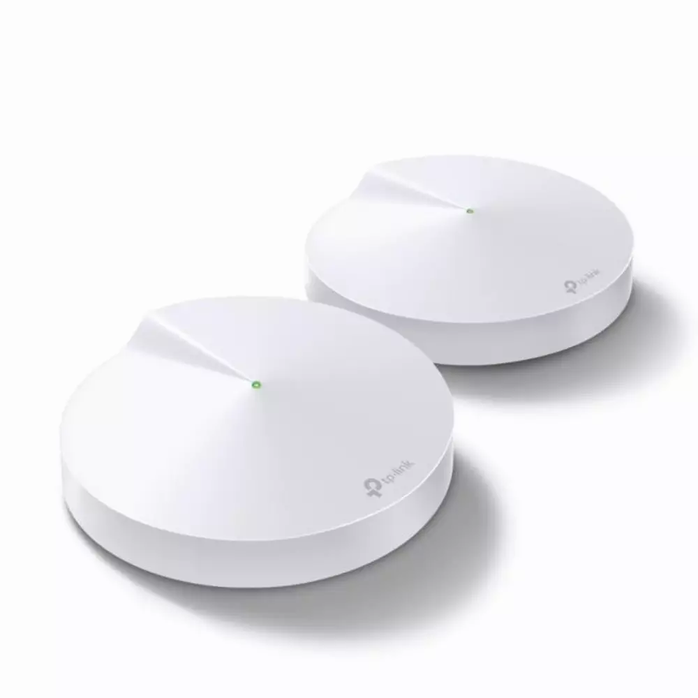 Безжичен рутер TP-Link Deco M5, AC1300, 2.4/5 GHz, 400 -  867 Mbps, Gigabit, (2-pack)