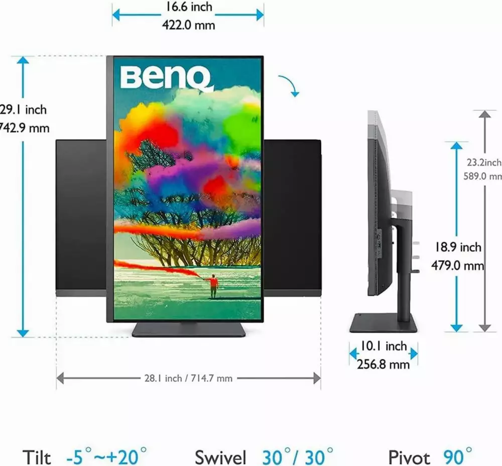 Монитор BenQ PD3205U, 31.5", IPS, 4K UHD 3840x2160, HDR, Rec.709, Thunderbolt 3, USB 3.1 Hub
