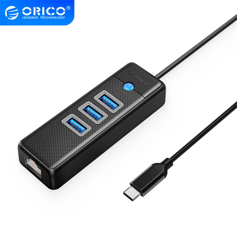 Orico хъб HUB USB3.1 3 port + LAN 1000M - PW3UR-C3-015-BK