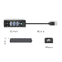 Orico хъб HUB USB3.0 3 port + LAN 1000M - PW3UR-U3-015-BK