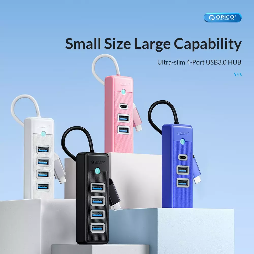 Orico κόμβος HUB USB3.1 3 θύρες - 2 x USB3.0, 1 x Type C, Μαύρος - PWC2U-C3-015-BK