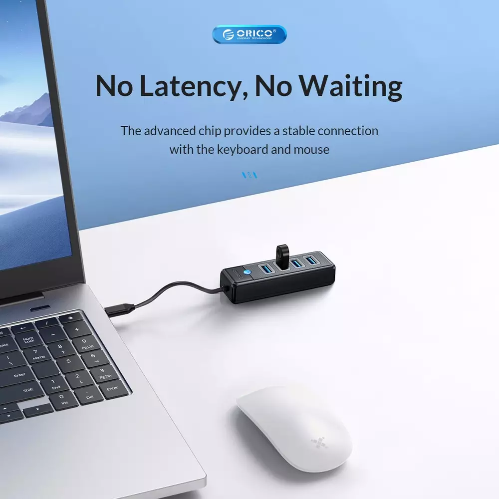 Orico κόμβος HUB USB3.1 3 θύρες - 2 x USB3.0, 1 x Type C, Μαύρος - PWC2U-C3-015-BK