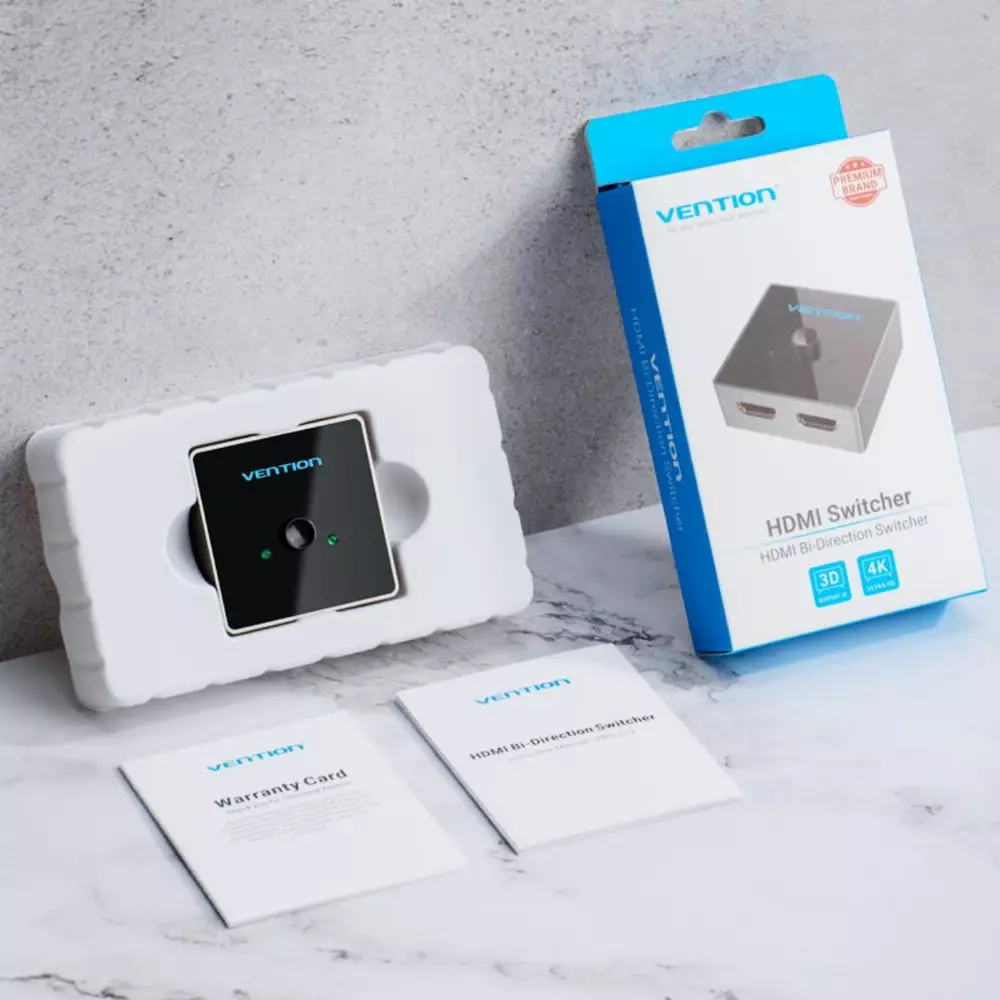 Vention Разклонител превключвател HDMI 2.0 Switcher/Splitter 2-Port Bi-Direction - Grey Aluminium - AFLH0