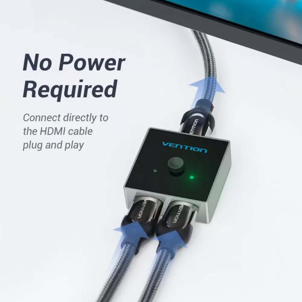 Vention Разклонител превключвател HDMI 2.0 Switcher/Splitter 2-Port Bi-Direction - Grey Aluminium - AFLH0