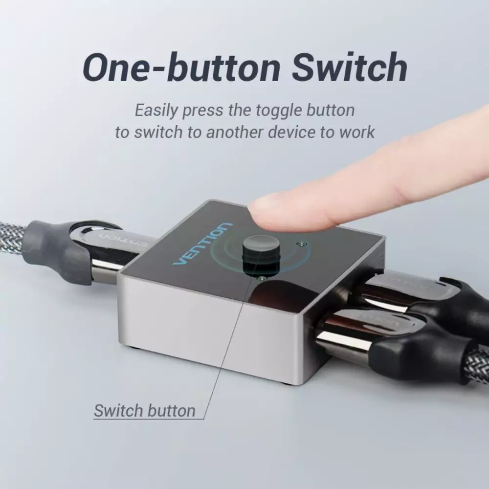 Vention Разклонител превключвател HDMI 2.0 Switcher/Splitter 2-Port Bi-Direction - Grey Aluminium - AFLH0