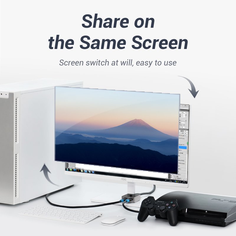 Vention Разклонител превключвател HDMI 2.0 Switcher/Splitter 2-Port Bi-Direction - Grey Aluminium - AFLH0