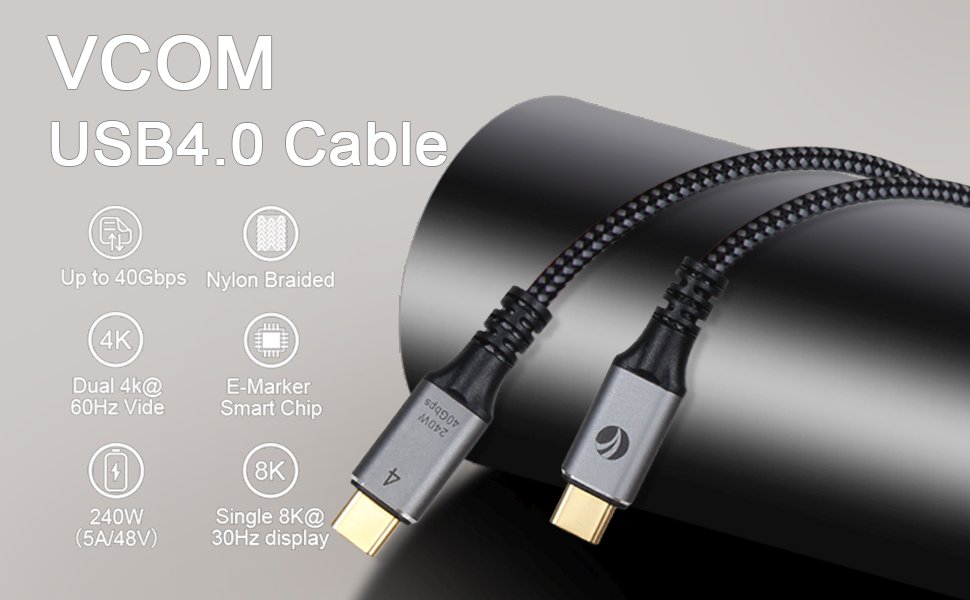 VCom USB4.0 Type-C/Type-C 40Gbps, 240W - CU541M-1.2m