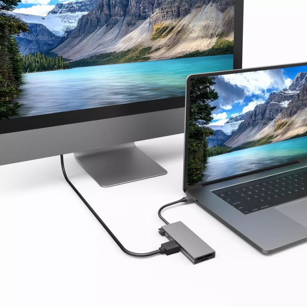 6-портов хъб USB-C HAMA Multiport, 2 x USB-A, USB-C, HDMI, SD, microSD, Сив