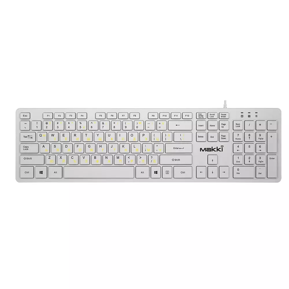 Makki нископрофилна кирилизирана клавиатура Keyboard USB BG - Low profile Chocolate - KB-C14 White
