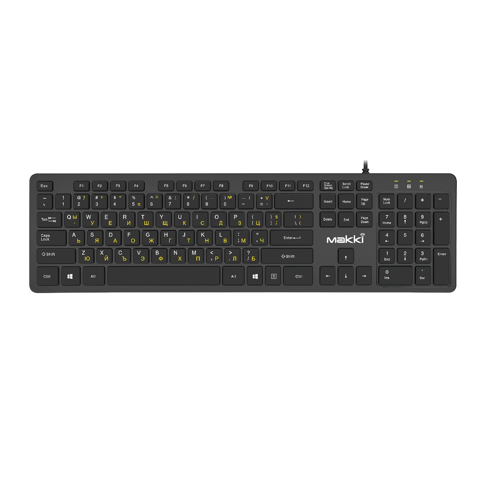Makki нископрофилна кирилизирана клавиатура Keyboard USB BG - Low profile Chocolate - KB-C14 Black