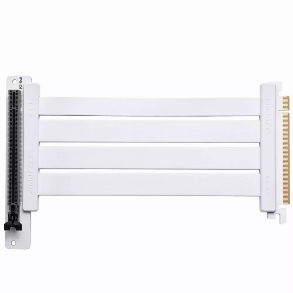 Кабел за вертикален монтаж за видео карта Phanteks Riser Cable 220mm, 90 градуса PCI-E x16 4.0, Бял