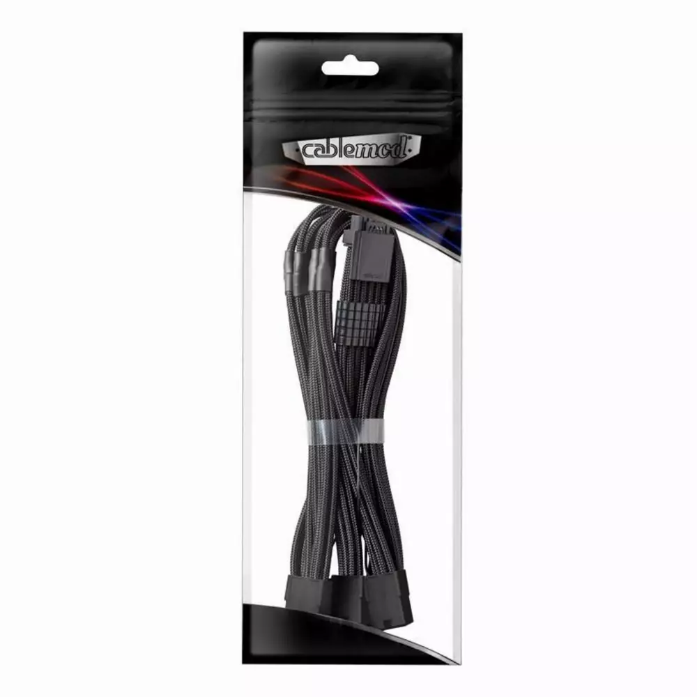 Оплетен кабел CableMod PRO ModMesh 12VHPWR към 3x8Pin PCIe кабел - 45cm Black