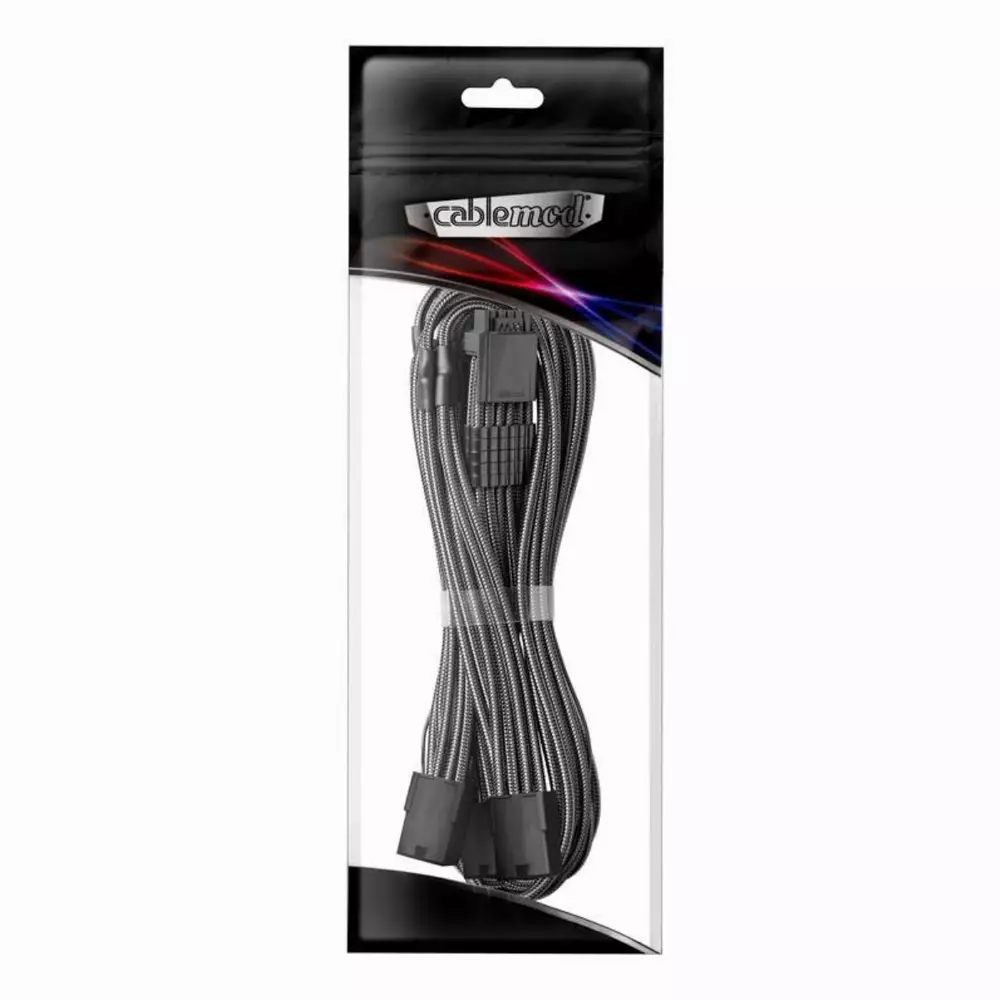 Оплетен кабел CableMod PRO ModMesh 12VHPWR към 3x8Pin PCIe кабел - 45cm Carbon