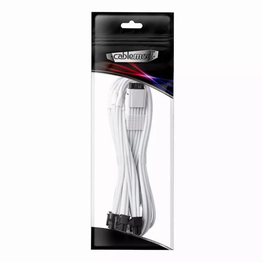 Оплетен кабел CableMod PRO ModMesh RT-Series 12VHPWR към 3x8Pin PCI-E кабел 60cm White