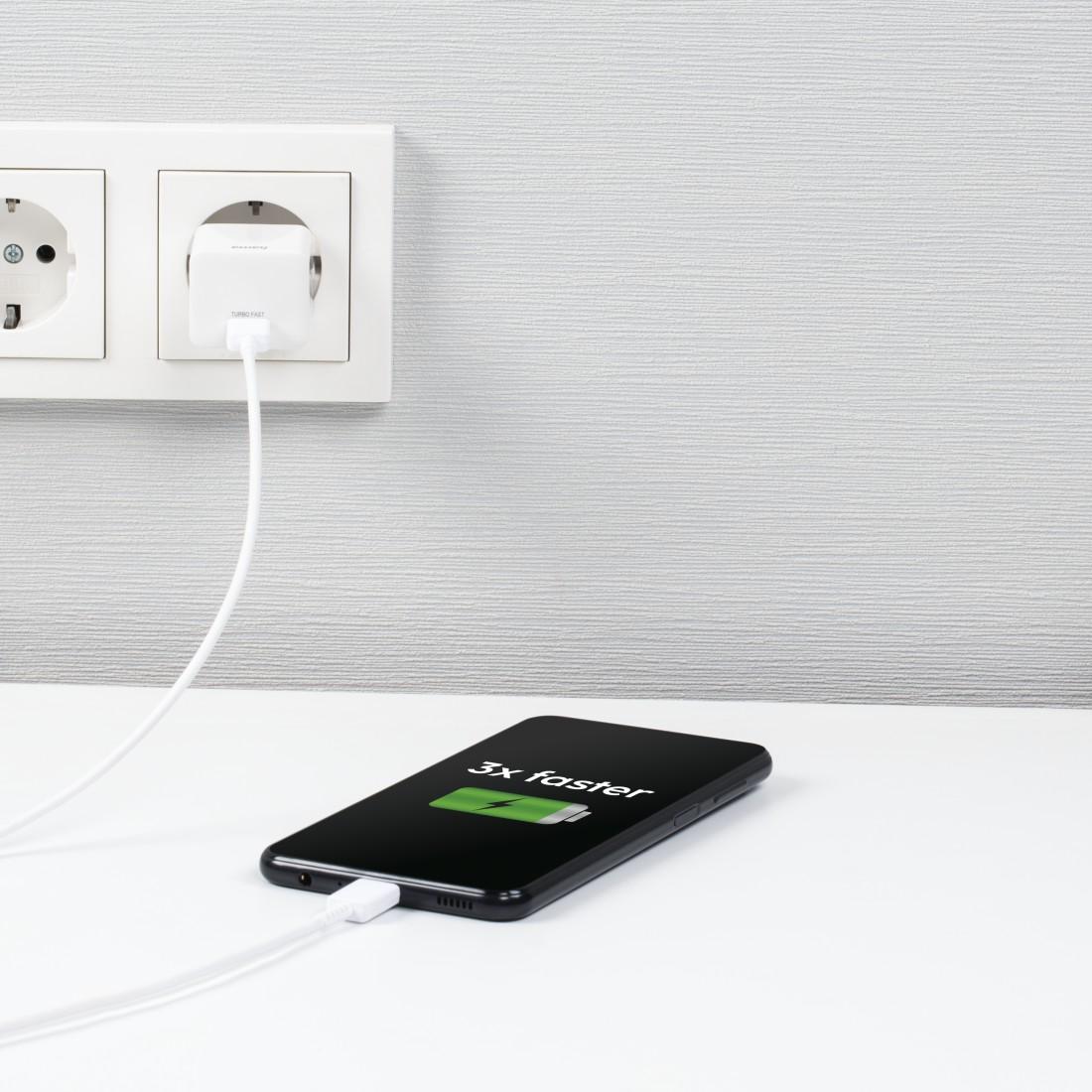 HAMA Бързо мини зарядно 220V, USB-C, PD/Qualcomm, 25W, бял