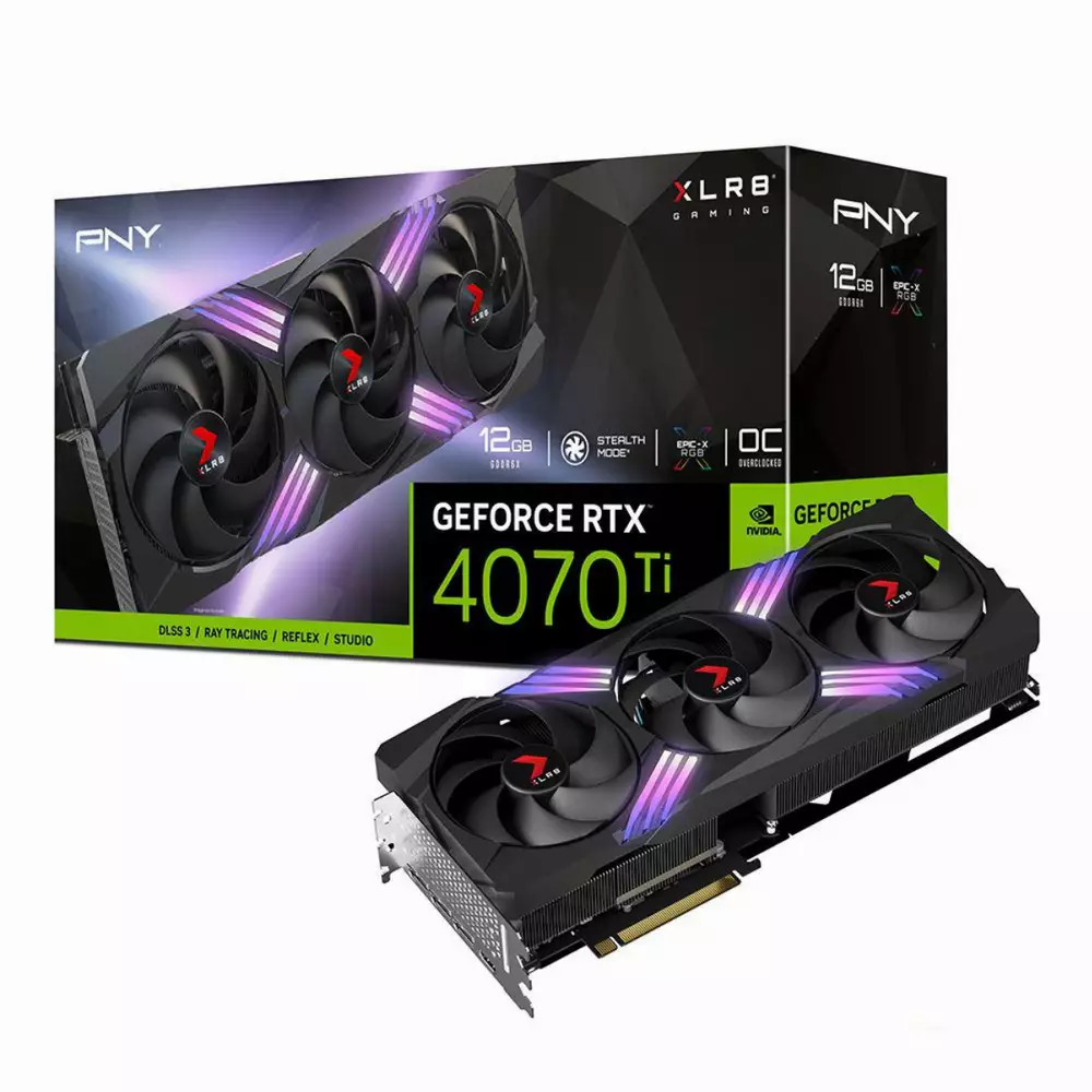 Видео карта PNY GeForce RTX 4070 Ti 12GB XLR8 Gaming Verto Triple Fan RGB OC 12GB